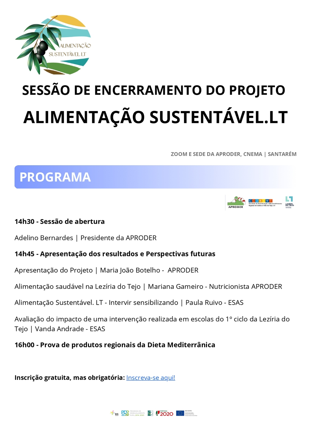 Sessão de encerramento do projeto “ALIMENTAÇÃO SUSTENTÁVEL.LT”.